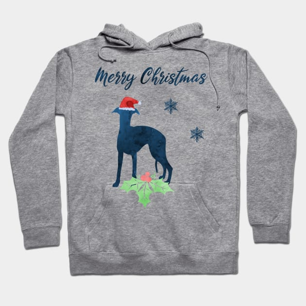 Merry Christmas Whippet Art Hoodie by TheJollyMarten